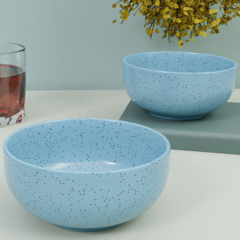 Sky Blue Marble Ceramic Bowl Set Of 2 - The Earth Store - Bowl